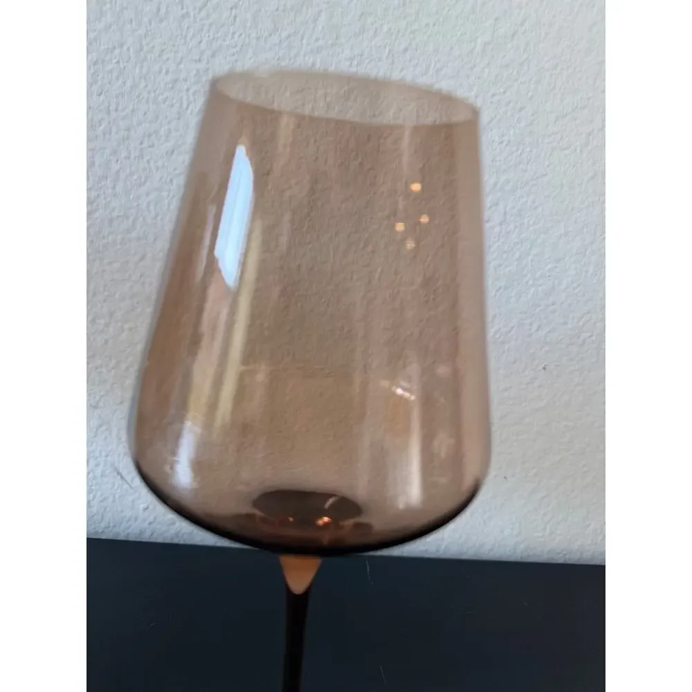 Estelle Colored Glass Amber Smoke Stemmed Wine Glasses Set of 4 Poland